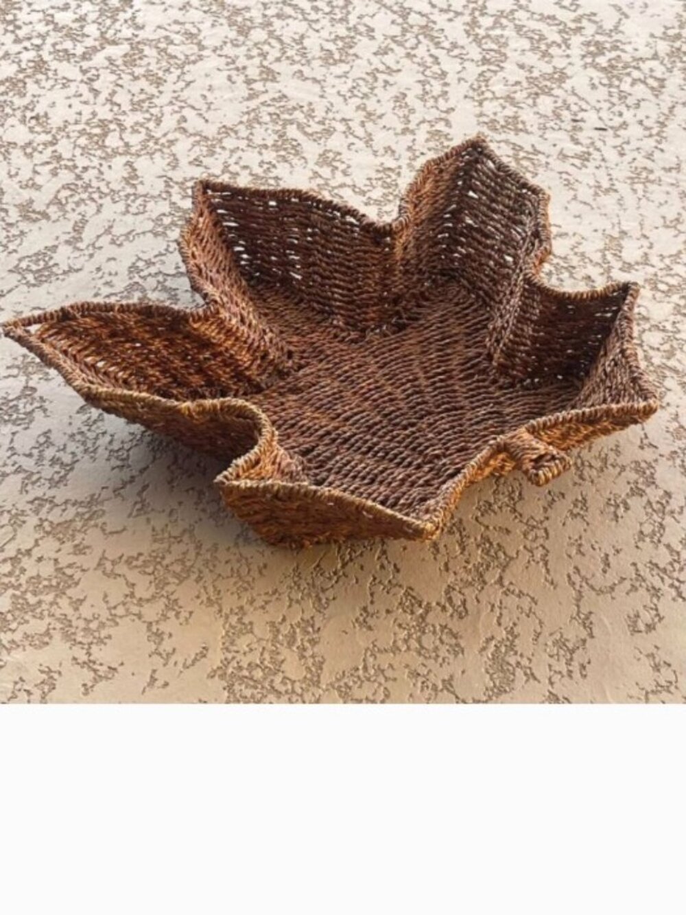 New Leaf Shape Woven Basket Large Brown Wicker Fall Decor